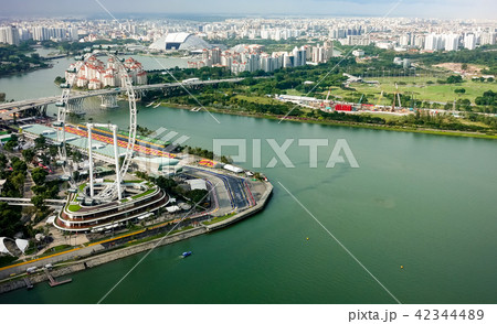 Aerial view of Singapore city 42344489