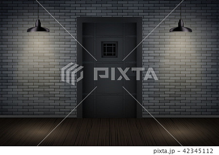 Dark brick wall and prison or loft interior 42345112