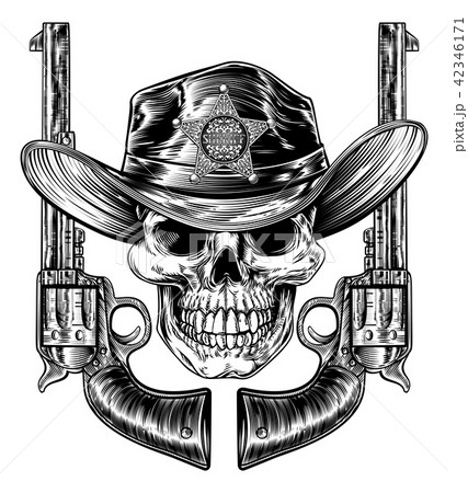 Sheriff Skull And Pistol Hand Guns 42346171