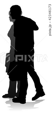 Young Couple Shopping Silhouettes 42346173