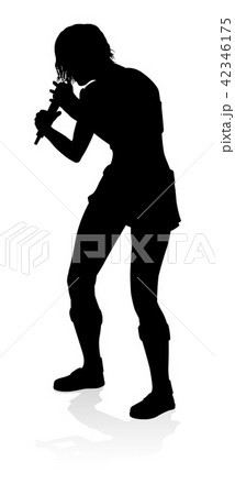 Female Lead Singer Pop Rock Star Silhouette 42346175