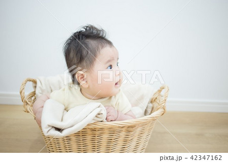 カゴに入った赤ちゃん カゴに入った赤ちゃん 42347162