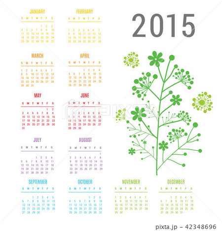 Calendar 2015 Flower Vector 42348696