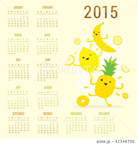 Calendar 2015 Fruit Cute Cartoon Banana Pineapple  42348700