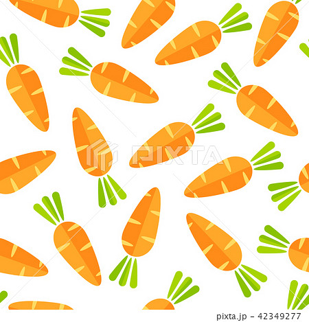 Flat Orange Carrot Vegetable Seamless Patternのイラスト素材