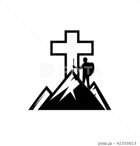 The man on the mountain goes to the cross of Jesus The man on the mountain goes to the cross of Jesus 42350013