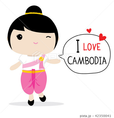 Cambodia Women National Dress Cartoon Vector Cambodia Women National Dress Cartoon Vector 42350041