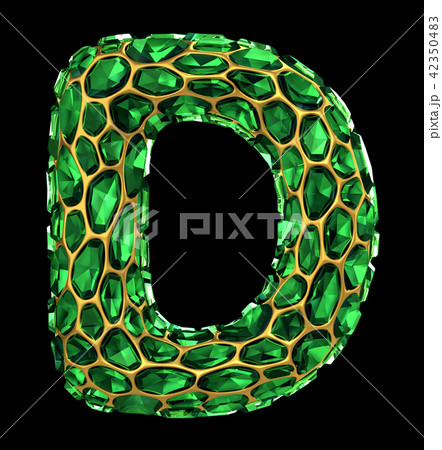 3D Diamond letter D on black isolated 42350483