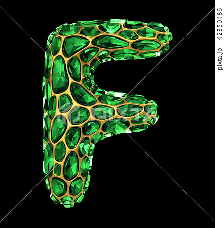 3D Diamond letter F on black isolated 42350486