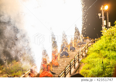 北海道の夏　登別 地獄の谷の鬼花火 42351747