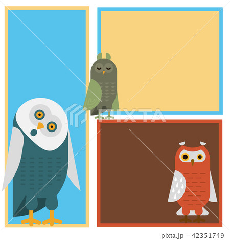 Cartoon owl bird cute character sleep sweet owlet cards vector illustration. 42351749