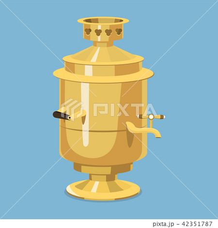 Traditional Russian gold samovar culture dish course drink welcome to Russia gourmet national meal 42351787