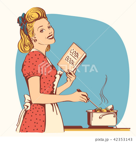 Retro young woman in red old fashioned dress Retro young woman in red old fashioned dress 42353143