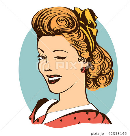 Winking young woman in retro clothes isolated Winking young woman in retro clothes isolated 42353146