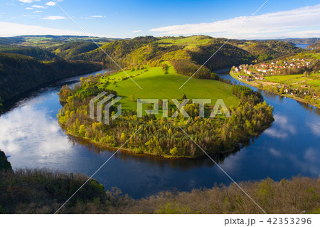 Famous meander on Vltava river in springtime 42353296