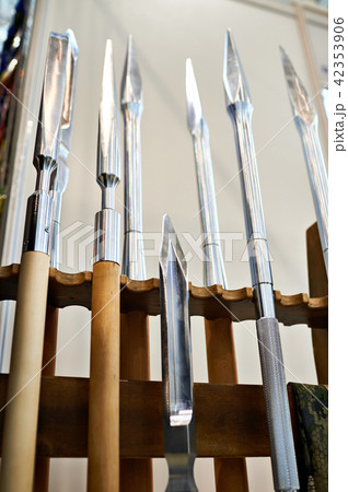 Ice ax spear in fishing shop 42353906