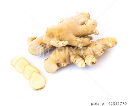 Fresh ginger root on white background for herb Fresh ginger root on white background for herb 42355770