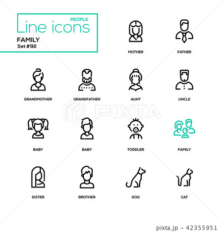 Family - modern line design icons set 42355951