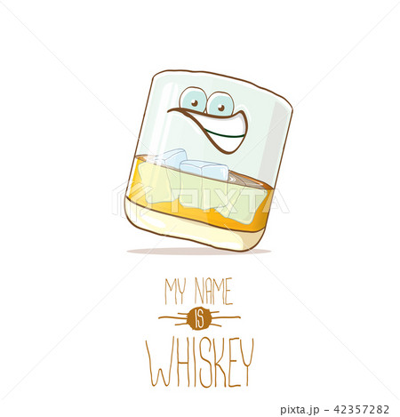 vector funny whiskey glass character isolated on white background. My name is whiskey vector concept 42357282