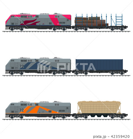 Locomotive with Cargo Container, with Hopper Car a Locomotive with Cargo Container, with Hopper Car a 42359420