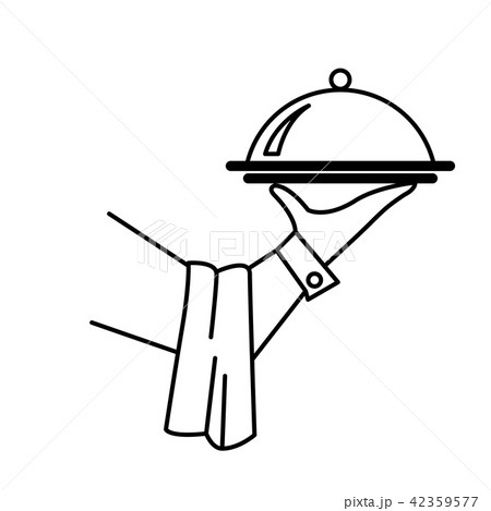 Hand Of Waiter Or Butler With Tray Serviceのイラスト素材