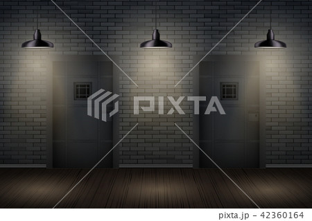Dark brick wall and prison or interior 42360164