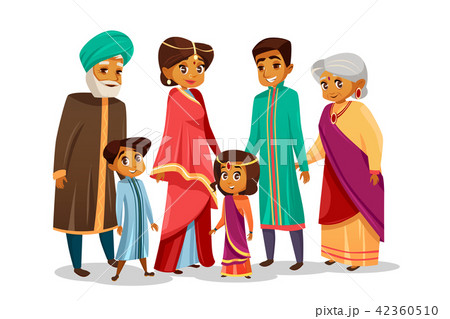 cartoon indian family in national costume 42360510