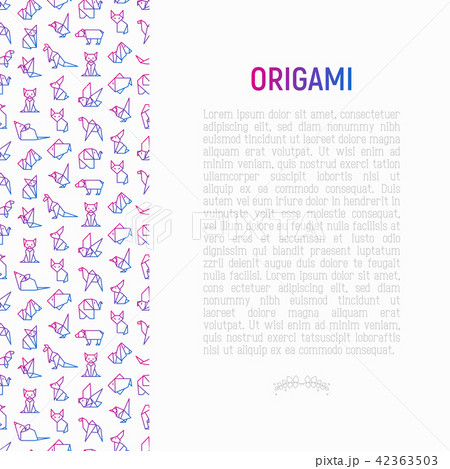 Origami concept with thin line icons 42363503