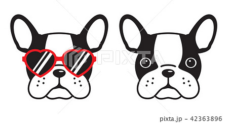 Dog Vector French Bulldog Icon Red Sunglassesのイラスト素材