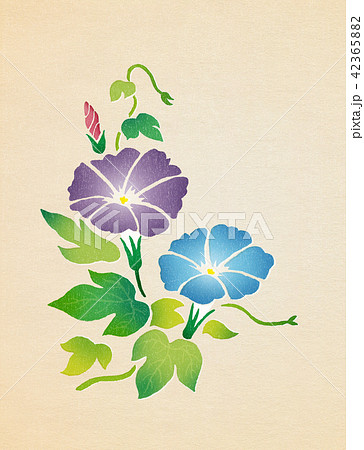 朝顔 木版画風 朝顔 木版画風 42365882