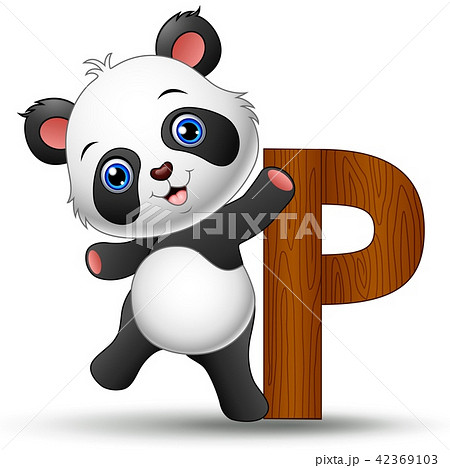 Illustration Of Alphabet P With Panda Cartoonのイラスト素材