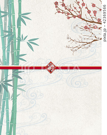 和紙の風合いを感じるイラスト　水引　梅の花 42369566