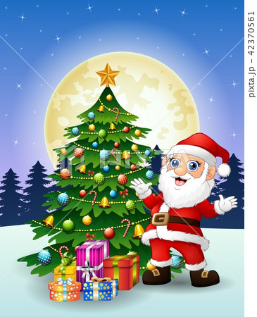 Santa claus with christmas tree and gift boxes Santa claus with christmas tree and gift boxes 42370561