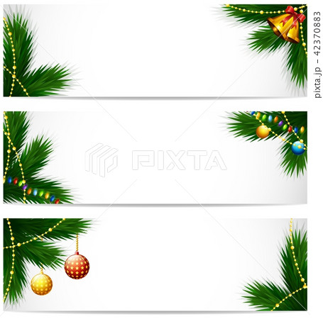 Christmas banners with pine tree branch, balls 42370883