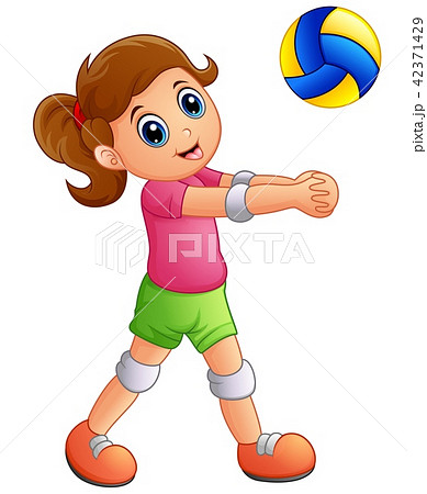Cartoon girl playing volleyball - Stock Illustration [42371429] - PIXTA