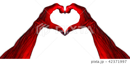 Red Demon Heart Shape Hands 42371997