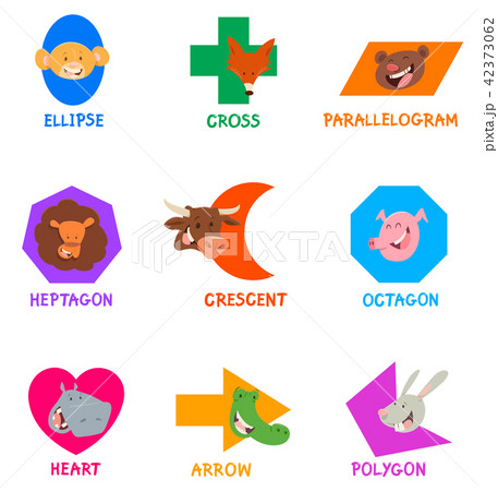 geometric shapes with funny animal characters geometric shapes with funny animal characters 42373062