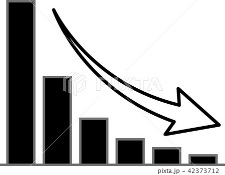 グラフ 矢印 減少 イラスト カラフルのイラスト素材