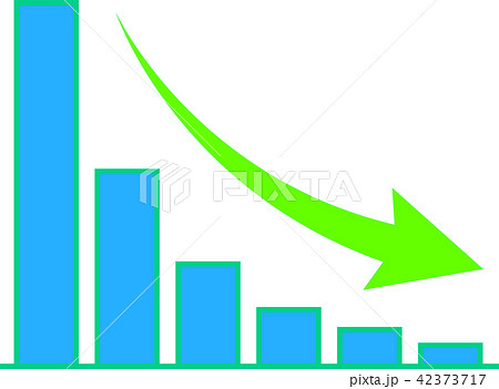 グラフ 矢印 減少 イラスト カラフルのイラスト素材