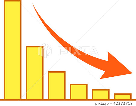 グラフ 矢印 減少 イラスト カラフルのイラスト素材