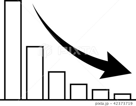 グラフ 矢印 減少 イラスト カラフルのイラスト素材