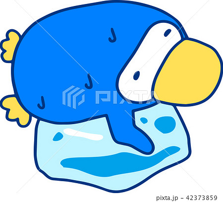 ポップな青いペンギン 暑い 猛暑 汗のイラスト素材