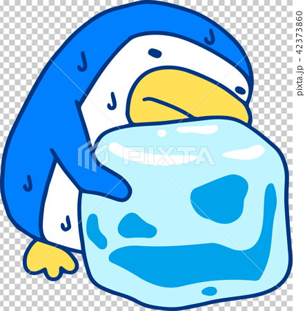 Pop Blue Penguin Hot Summer Heat Sweat Stock Illustration