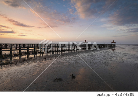 Aerial view of Bentar beach at sunset in East Java 42374889