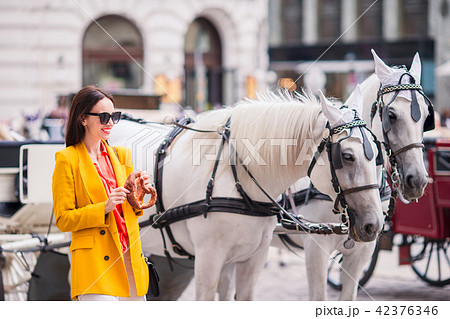 Tourist girl enjoying her european vacation in Vienna Tourist girl enjoying her european vacation in Vienna 42376346