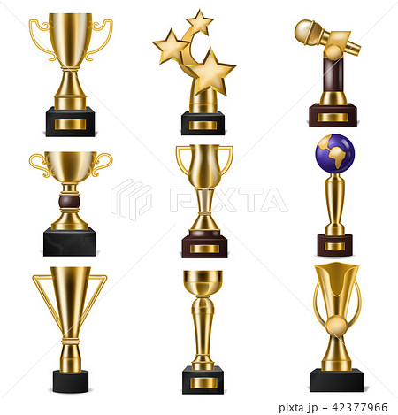Award trophy vector winners prize golden trophycup for award-winning champion with reward for 42377966