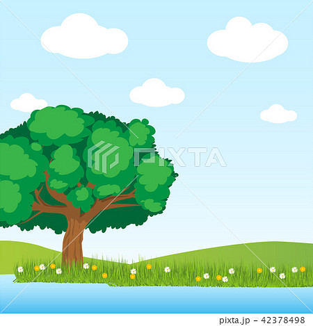 Tree and lake Illustration vector 42378498