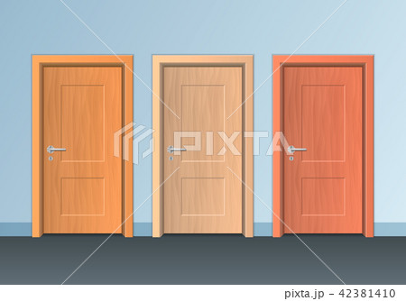 Realistic Detailed 3d Wooden Doors Set. Vector 42381410