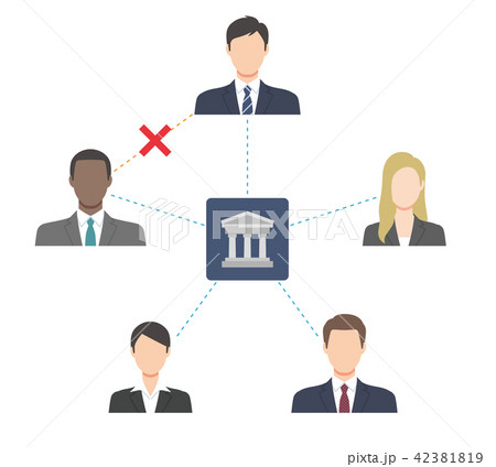 直接取引不可の、銀行の中央集権ネットワーク(スーツ) 直接取引不可の、銀行の中央集権ネットワーク(スーツ) 42381819