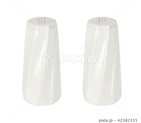 White ceramic salt and pepper shakers 42382355